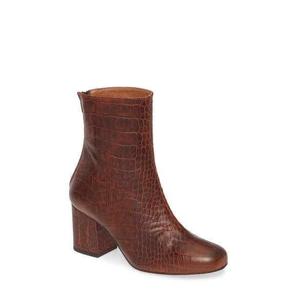Free People Cecile Croc-Print Leather Ankle Bootie - Picture 2 of 11